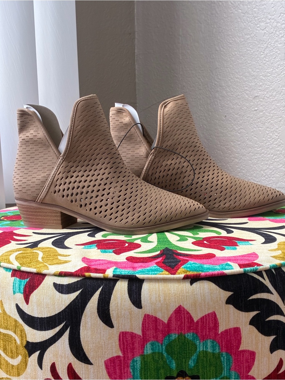 Merona Taupe Perforated Cutout Ankle Booties